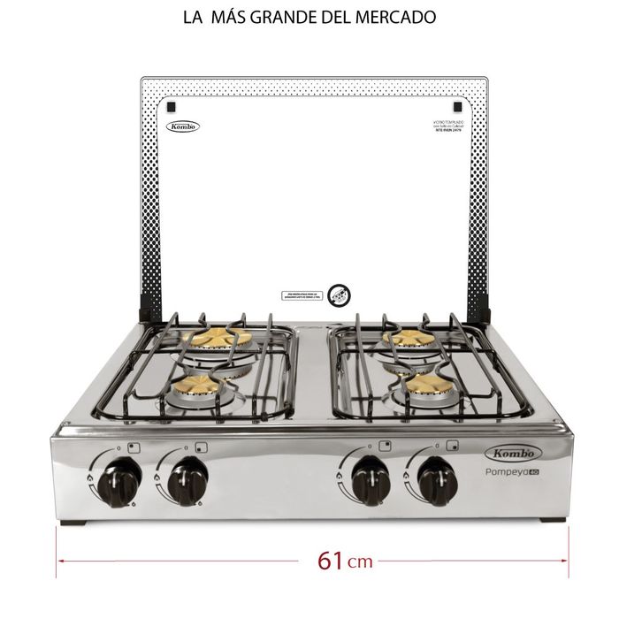 Kombo - Cocineta a gas Pompeya 4Q| Inox