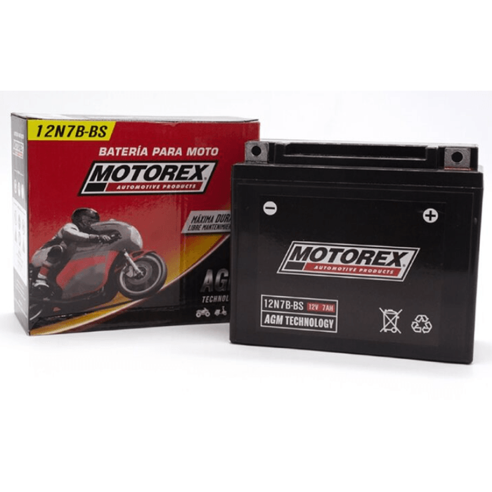 Motorex - Bateria de Moto 12N7B-BS.AGM | Negro