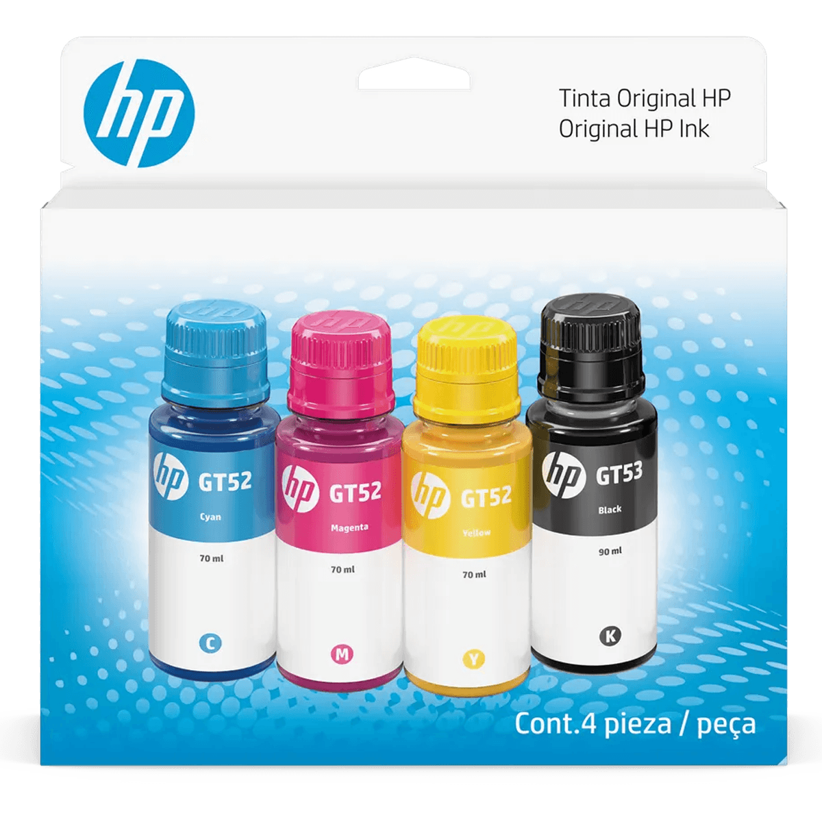 Pack de 4 Botellas de Tinta HP GT53/GT52