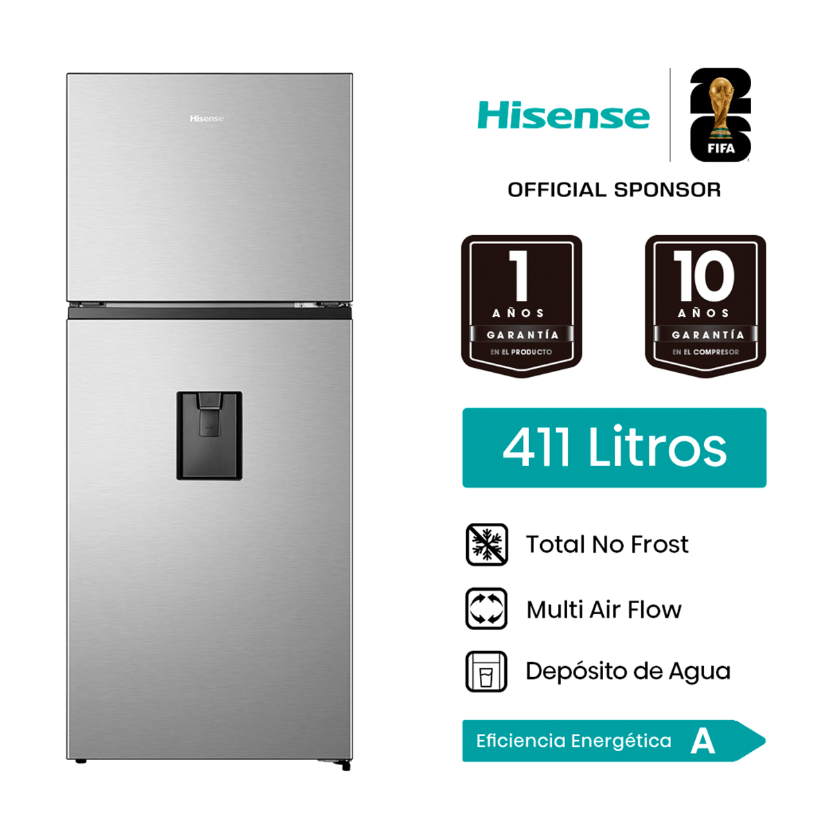 Refrigeradora Top Mount Hisense Hs-Rt14N6Cdx Inv 411 Litros