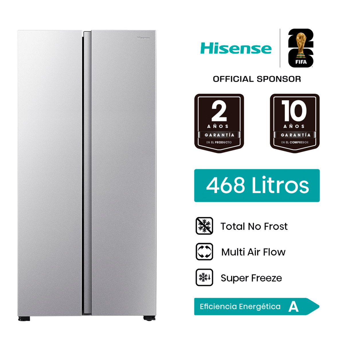 Refrigeradora Side By Side Hisense Hs-Rs3P428Neda1 468 Litros
