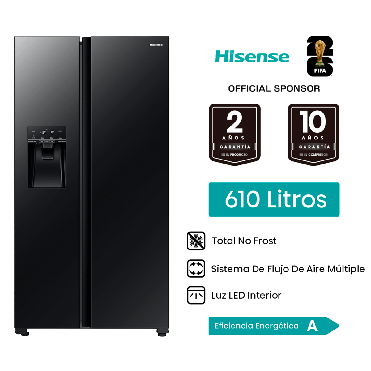 Refrigeradora Side By Side Hisense Hs-Rs535P5I1A 610 Litros