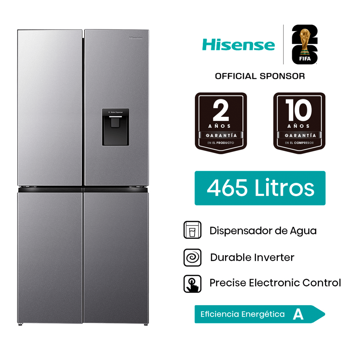 Refrigeradora Cross Door Hisense Hs-Rq3P431Nmda 465 Litros