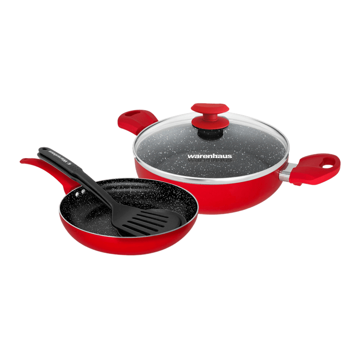 Set de Olla y Sartén Meridiano Warenhaus 4Pzs Rojo