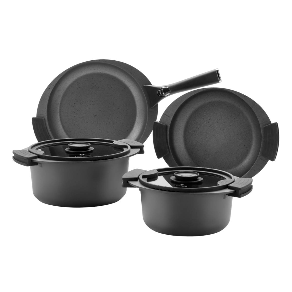 Juego de Ollas Indurama Incanto Isoiin7P25 7Pzs Negro